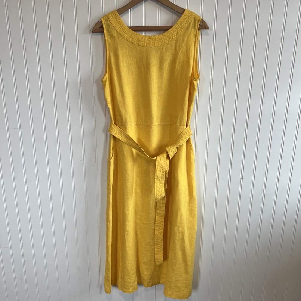 Nicole Miller Yellow Sleeveless Midi Dress with Waist Tie